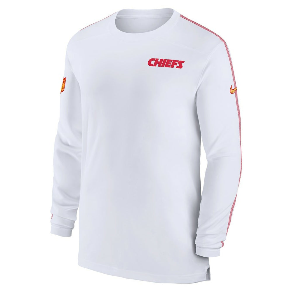 Nike Kansas City Chiefs Sideline Coach UV Performance Long Sleeve T-Shirt White