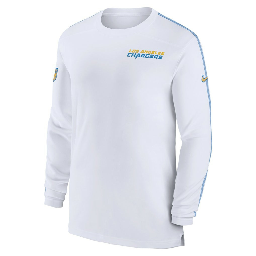 Nike Los Angeles Chargers Sideline Coach UV Performance Long Sleeve T-Shirt White
