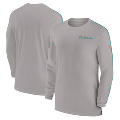 Nike Miami Dolphins Sideline Coach UV Performance Long Sleeve T-Shirt Gray