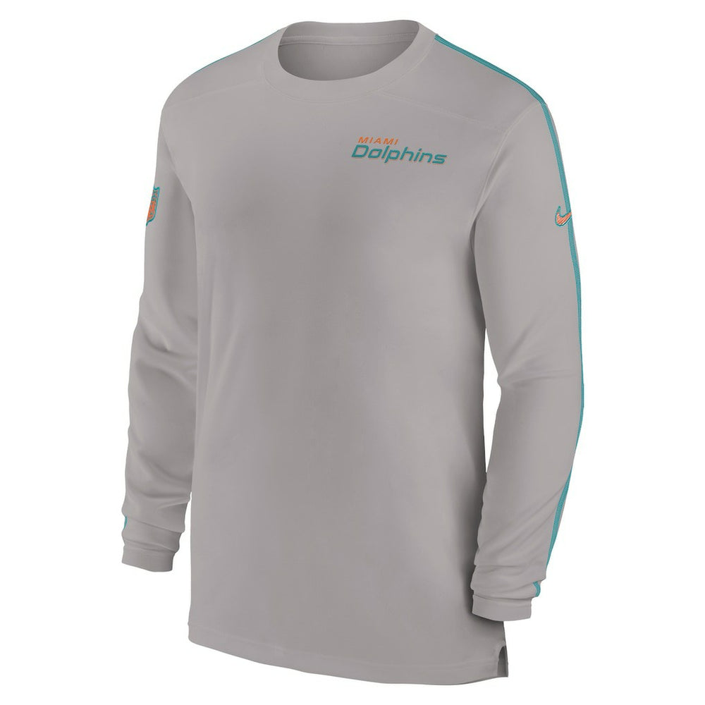 Nike Miami Dolphins Sideline Coach UV Performance Long Sleeve T-Shirt Gray