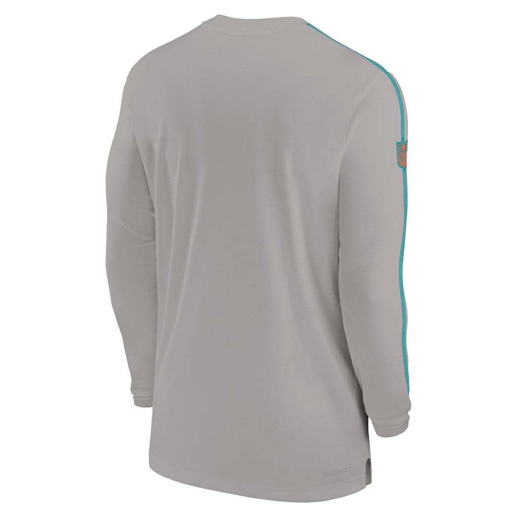 Nike Miami Dolphins Sideline Coach UV Performance Long Sleeve T-Shirt Gray