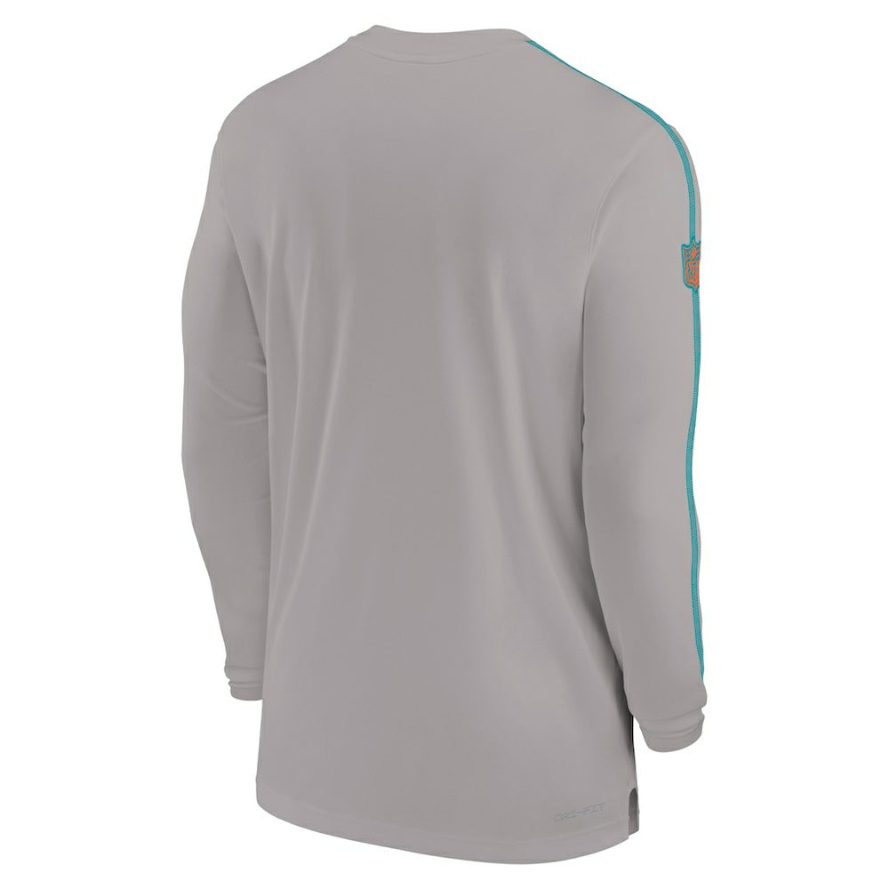 Nike Miami Dolphins Sideline Coach UV Performance Long Sleeve T-Shirt Gray