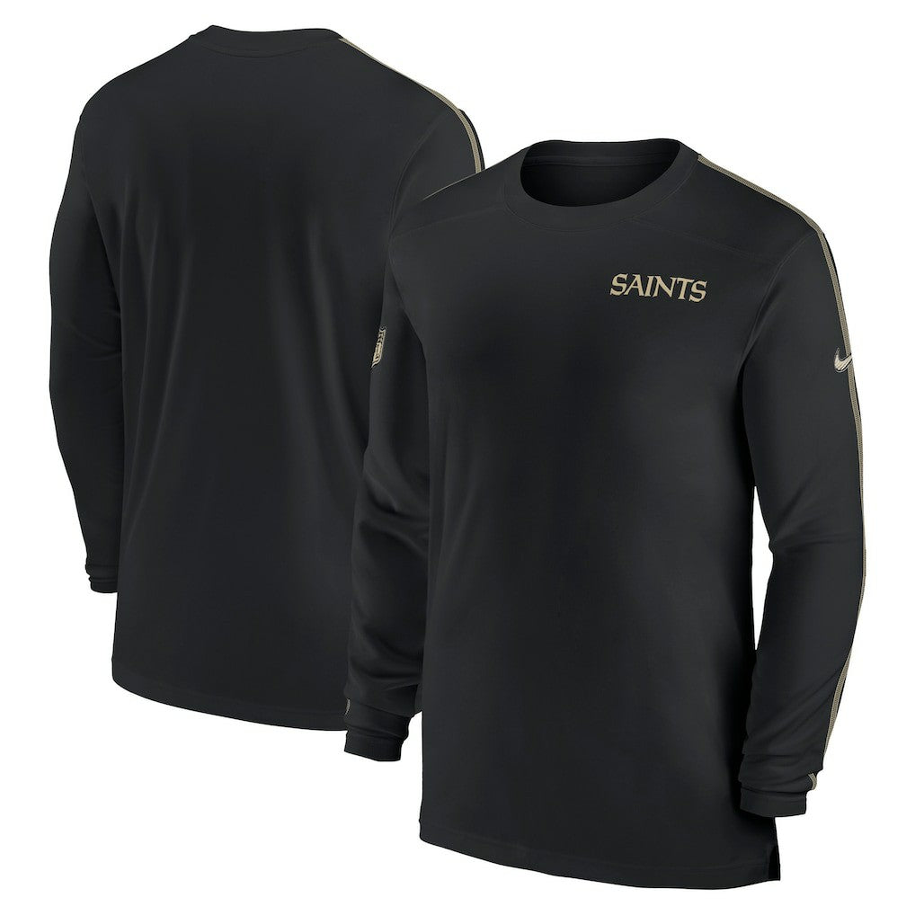 Nike New Orleans Saints Sideline Coach UV Performance Long Sleeve T-Shirt Black