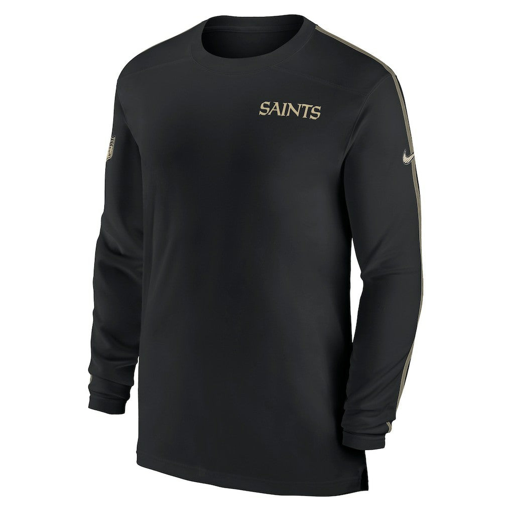 Nike New Orleans Saints Sideline Coach UV Performance Long Sleeve T-Shirt Black