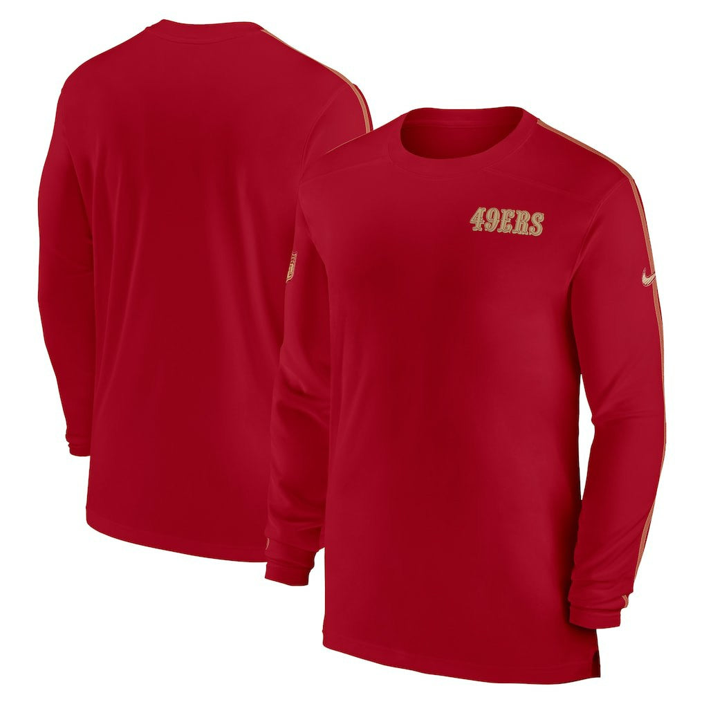 Nike San Francisco 49ers Sideline Coach UV Performance Long Sleeve T-Shirt Scarlet