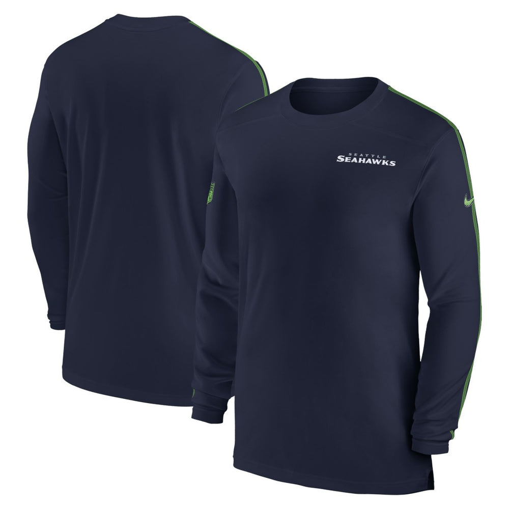 Nike Seattle Seahawks Sideline Coach UV Performance Long Sleeve T-Shirt College Navy