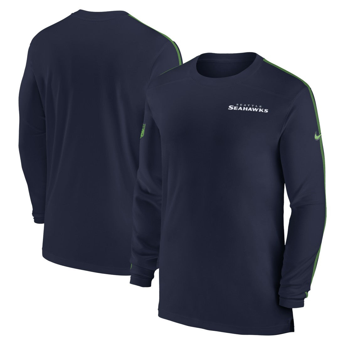 Nike Seattle Seahawks Sideline Coach UV Performance Long Sleeve T-Shirt College Navy