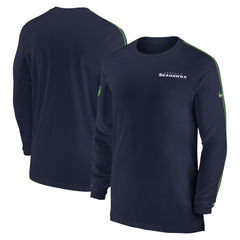 Nike Seattle Seahawks Sideline Coach UV Performance Long Sleeve T-Shirt College Navy