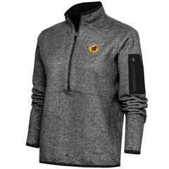 San Diego Padres Antigua Women's Cooperstown Logo Fortune Quarter-Zip Pullover Jacket - Heather Black - MLB Discount