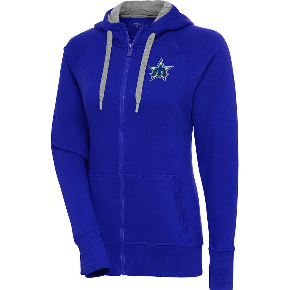 Seattle Mariners Antigua Women's Cooperstown Victory Full-Zip Hoodie - Royal - MLB Discount