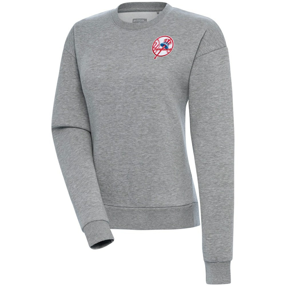 New York Yankees Antigua Women's Cooperstown Victory Crewneck Pullover Sweatshirt - Heather Gray - MLB Online