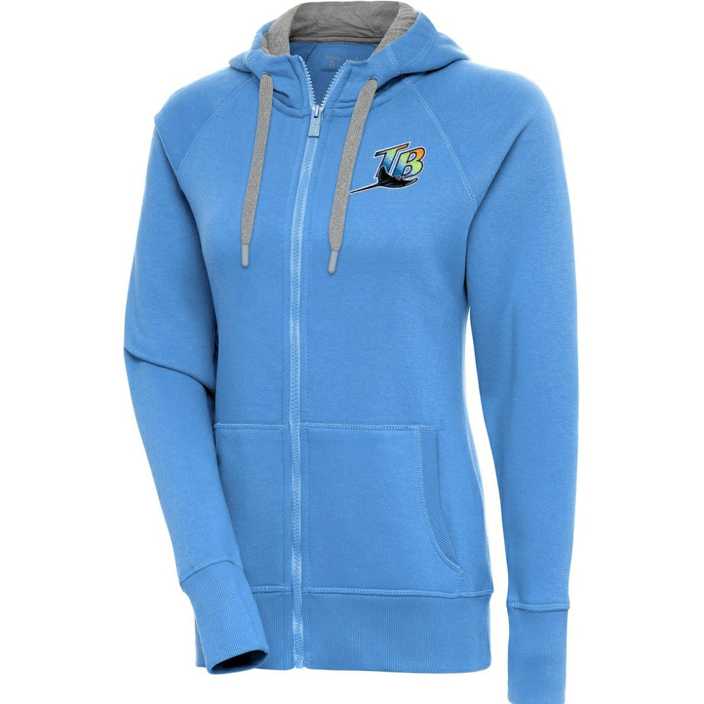 Tampa Bay Rays Antigua Women's Cooperstown Victory Full-Zip Hoodie - Powder Blue - MLB Sale