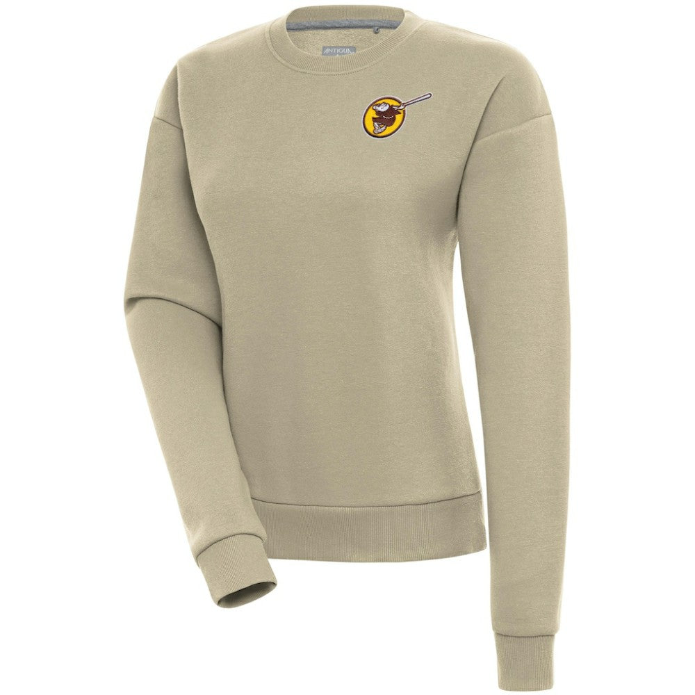 San Diego Padres Antigua Women's Cooperstown Victory Crewneck Pullover Sweatshirt - Khaki - MLB Discount