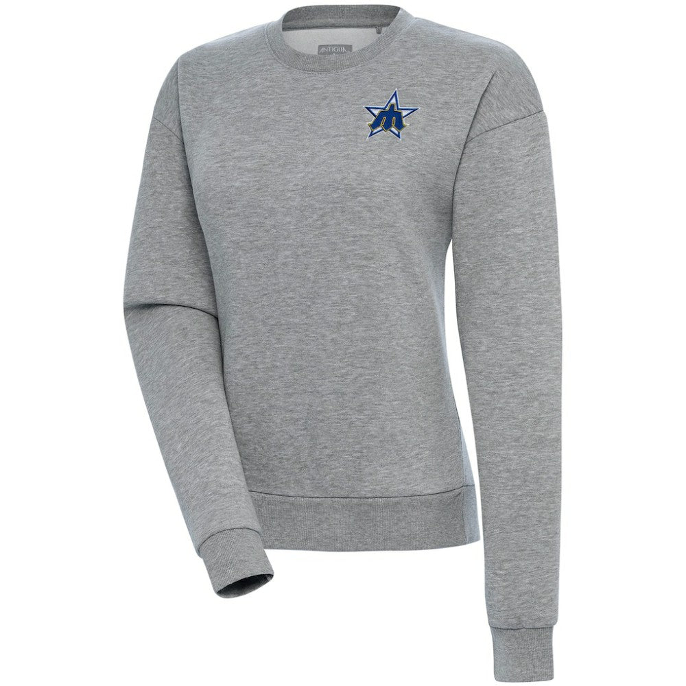 Seattle Mariners Antigua Women's Cooperstown Victory Crewneck Pullover Sweatshirt - Heather Gray - MLB Lifestyle