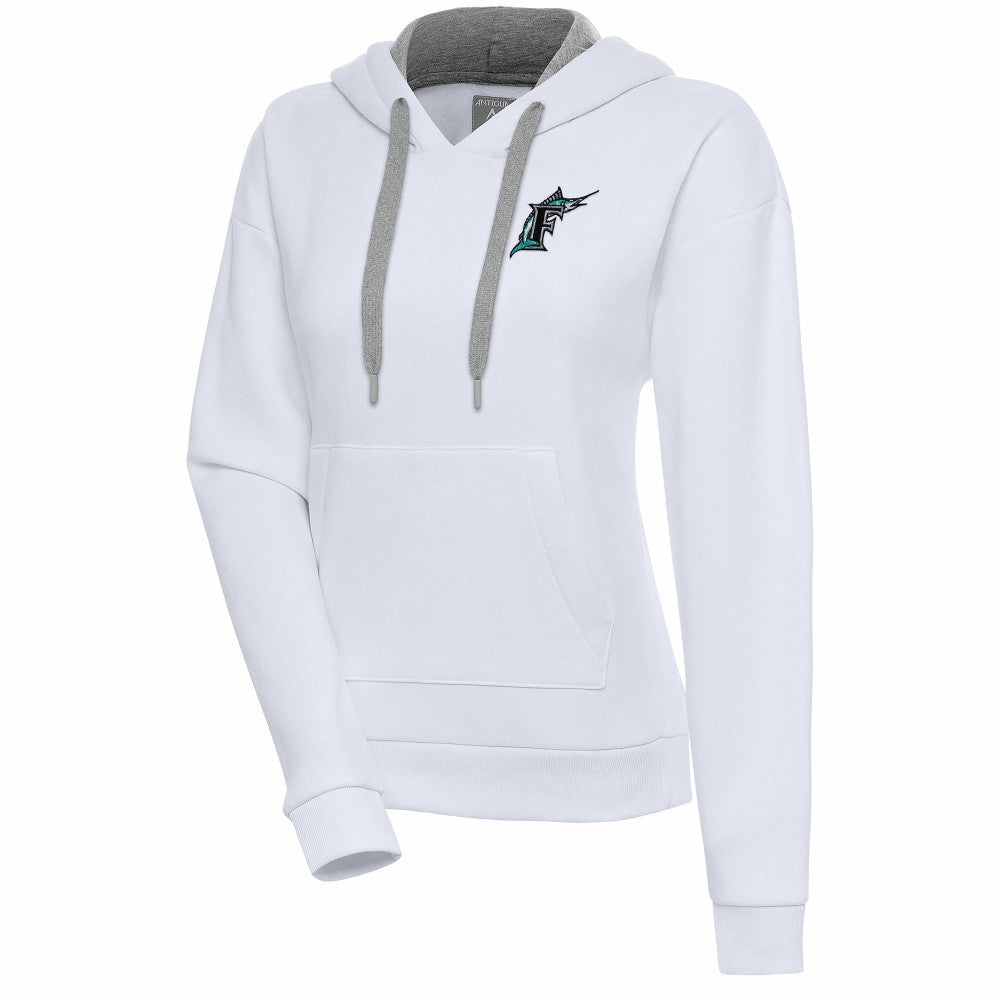 Florida Marlins Antigua Women's Cooperstown Victory Pullover Hoodie - White - MLB Lifestyle