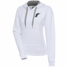 Florida Marlins Antigua Women's Cooperstown Victory Pullover Hoodie - White - MLB Lifestyle