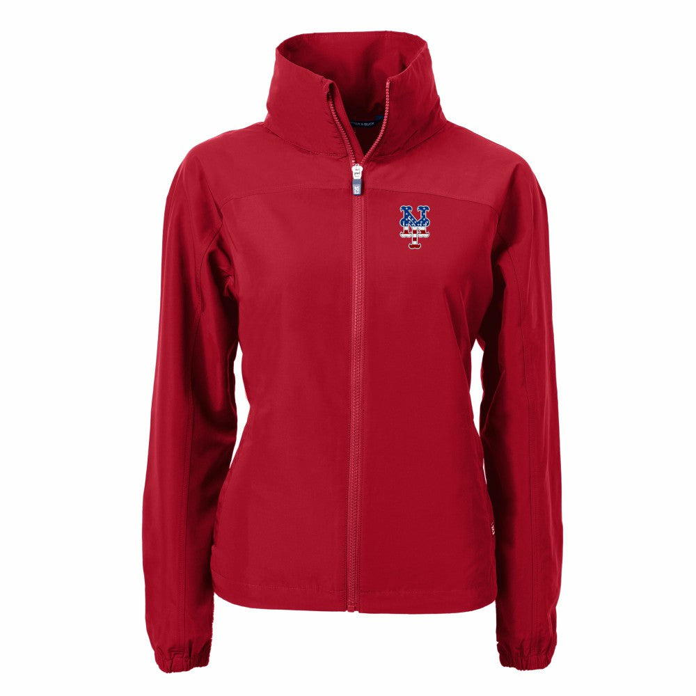 New York Mets Cutter & Buck Women's Charter Eco Recycled Full-Zip Jacket - Red - MLB Sale