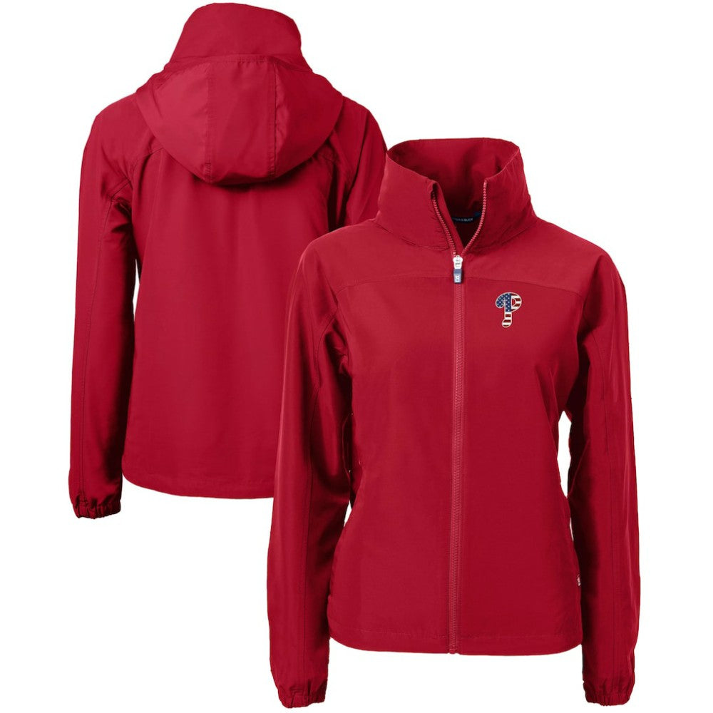 Philadelphia Phillies Cutter & Buck Women's Charter Eco Recycled Full-Zip Jacket - Red - MLB Lifestyle