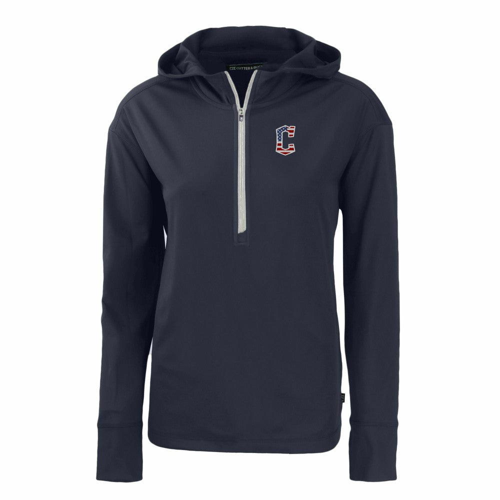 Cleveland Guardians Cutter & Buck Women's Daybreak Eco Recycled Half-Zip Hoodie - Navy - MLB Discount