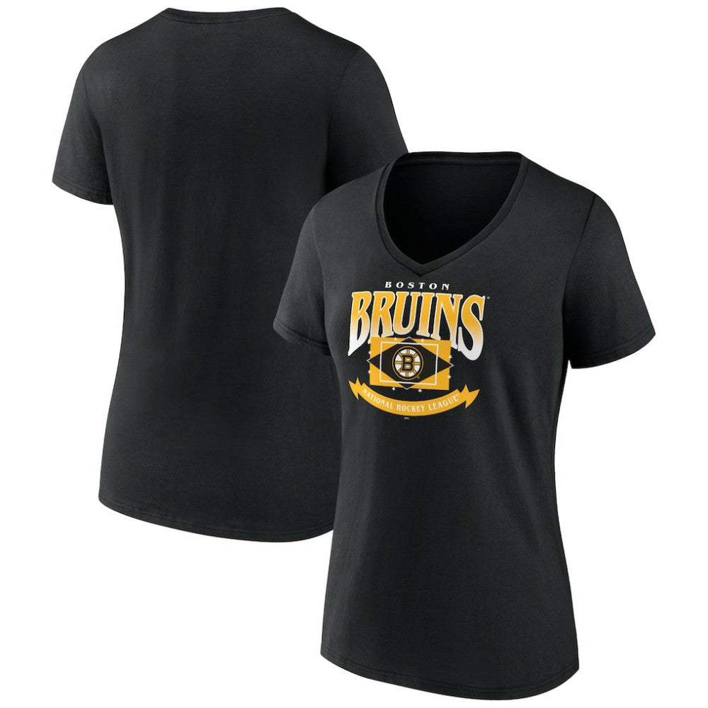 Boston Bruins Women's Slapshot V-Neck T-Shirt - Black - NHL 200501580