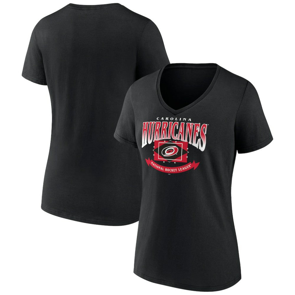Carolina Hurricanes Women's Slapshot V-Neck T-Shirt - Black - NHL 200501583