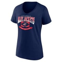 Columbus Blue Jackets Women's Slapshot V-Neck T-Shirt - Navy - NHL 200501586