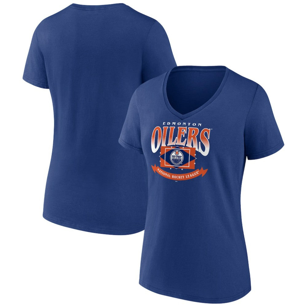 Edmonton Oilers Women's Slapshot V-Neck T-Shirt - Navy - NHL 200501590