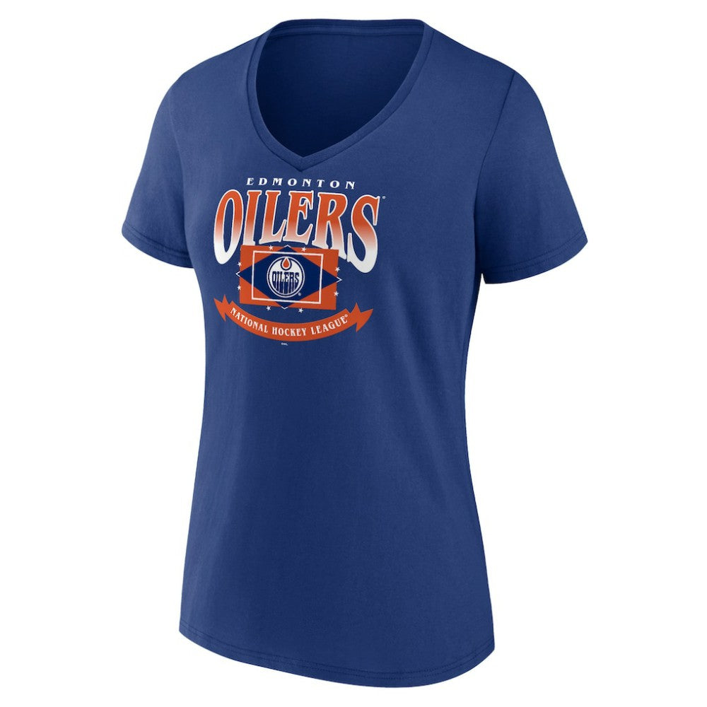 Edmonton Oilers Women's Slapshot V-Neck T-Shirt - Navy - NHL 200501590