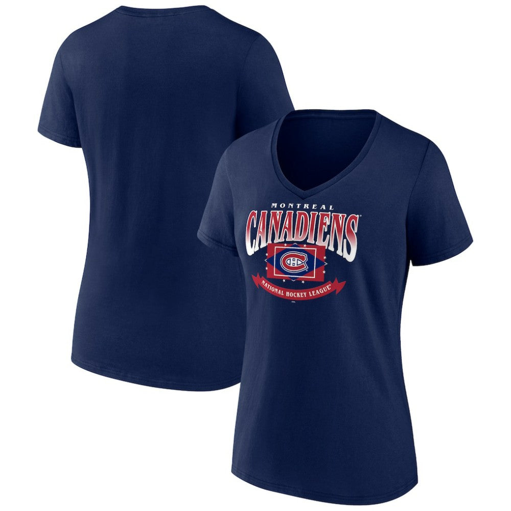 Montreal Canadiens Women's Slapshot V-Neck T-Shirt - Navy - NHL 200501593