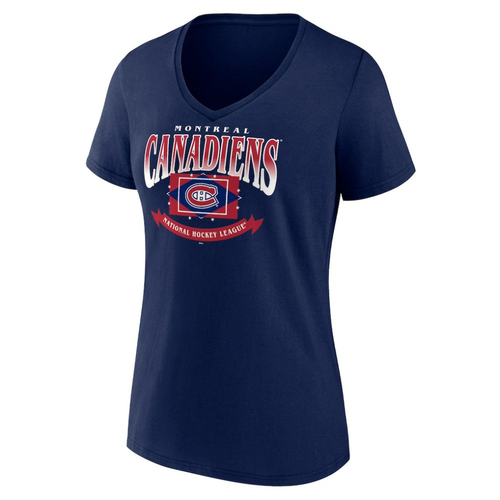 Montreal Canadiens Women's Slapshot V-Neck T-Shirt - Navy - NHL 200501593