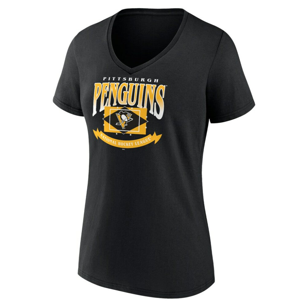 Pittsburgh Penguins Women's Slapshot V-Neck T-Shirt - Black - NHL 200501598