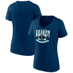 Seattle Kraken Women's Slapshot V-Neck T-Shirt - Deep Sea Blue - NHL 200501600