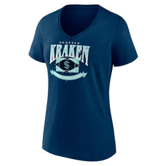 Seattle Kraken Women's Slapshot V-Neck T-Shirt - Deep Sea Blue - NHL 200501600
