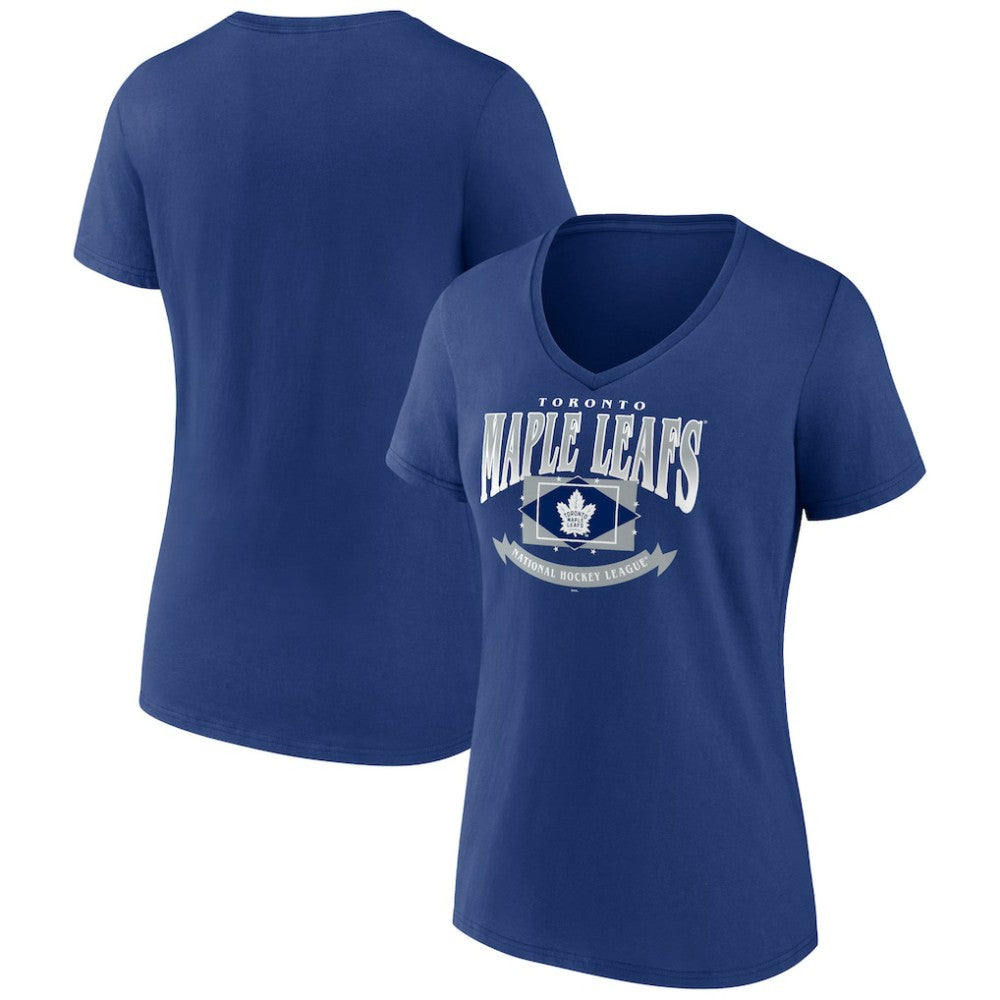 Toronto Maple Leafs Women's Slapshot V-Neck T-Shirt - Blue - NHL 200501603