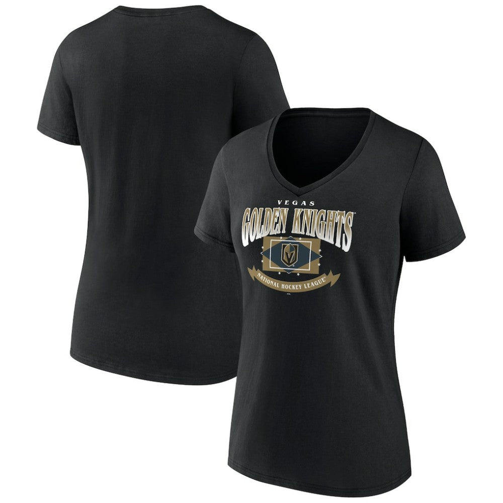 Vegas Golden Knights Women's Slapshot V-Neck T-Shirt - Black - NHL 200501604