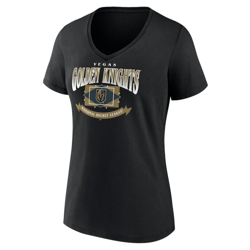 Vegas Golden Knights Women's Slapshot V-Neck T-Shirt - Black - NHL 200501604