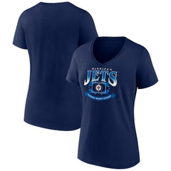 Winnipeg Jets Women's Slapshot V-Neck T-Shirt - Navy - NHL 200501606