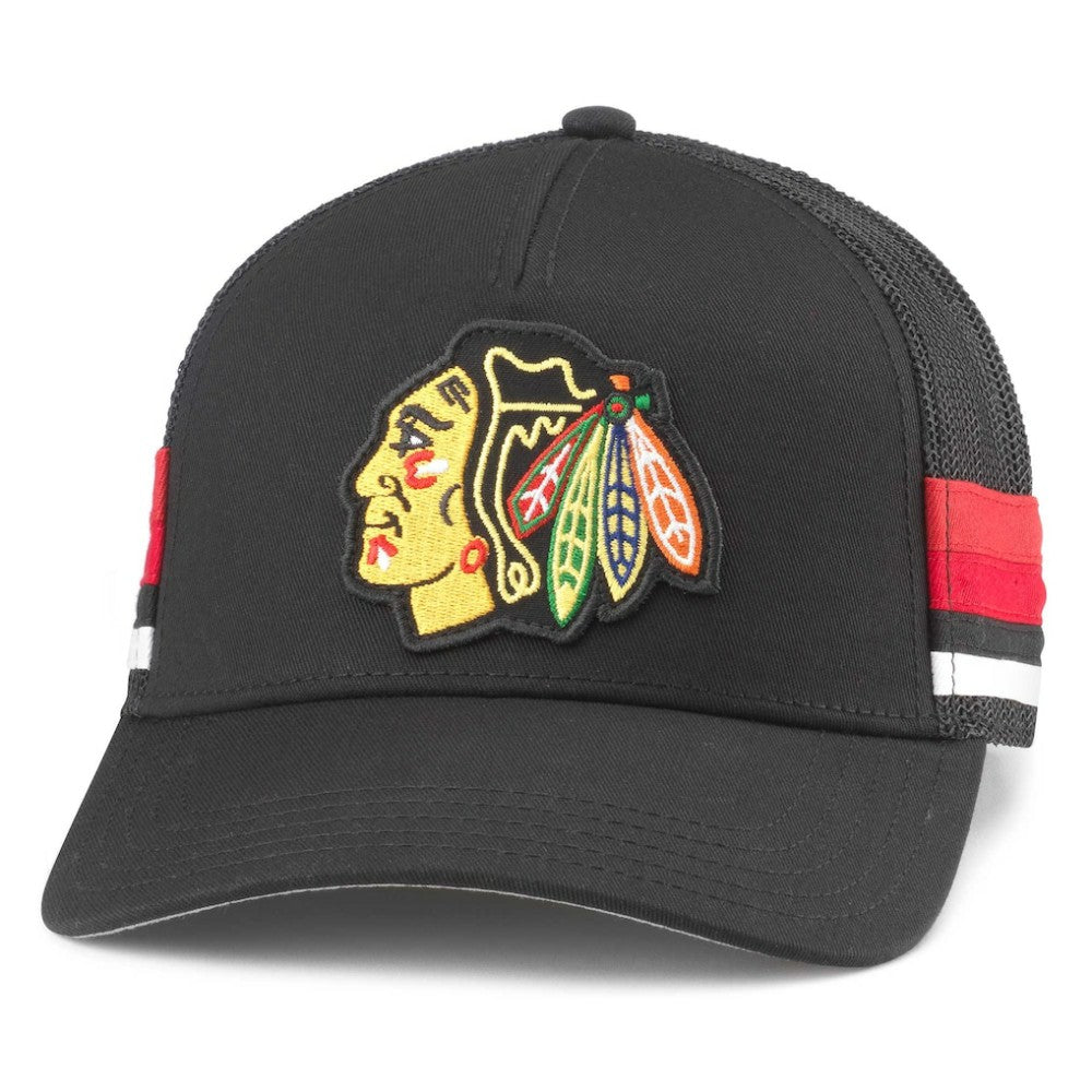 Chicago Blackhawks American Needle HotFoot Stripes Trucker Adjustable Hat - Black - NHL 200509123
