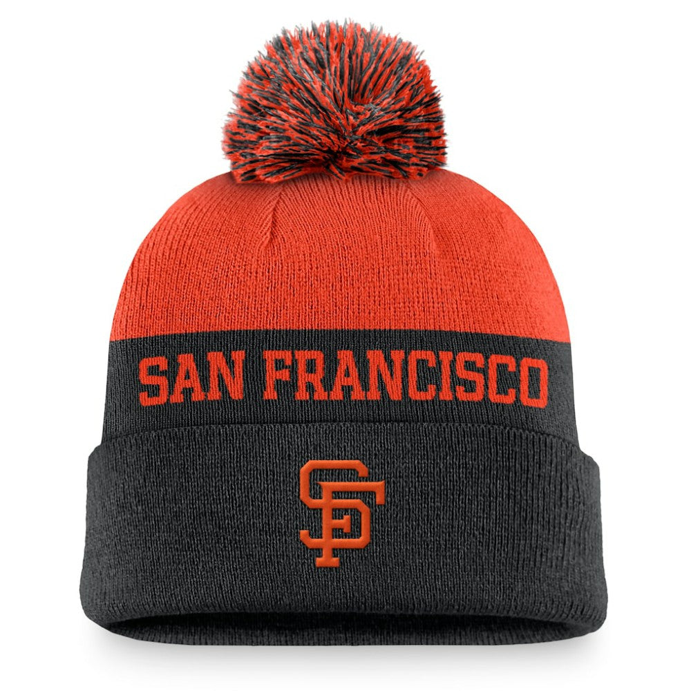 San Francisco Giants Nike Rewind Peak Cuffed Knit Hat with Pom - Black - Nike Sale