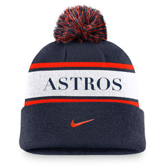 Houston Astros Nike Team Stripe Peak Cuffed Knit Hat with Pom - Navy - Nike on Sale