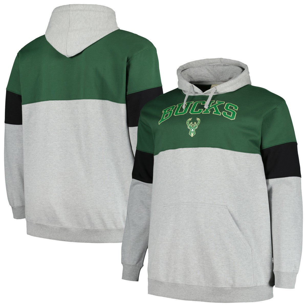 Milwaukee Bucks Big & Tall Pullover Hoodie Hunter Green/Black | Fanatics online