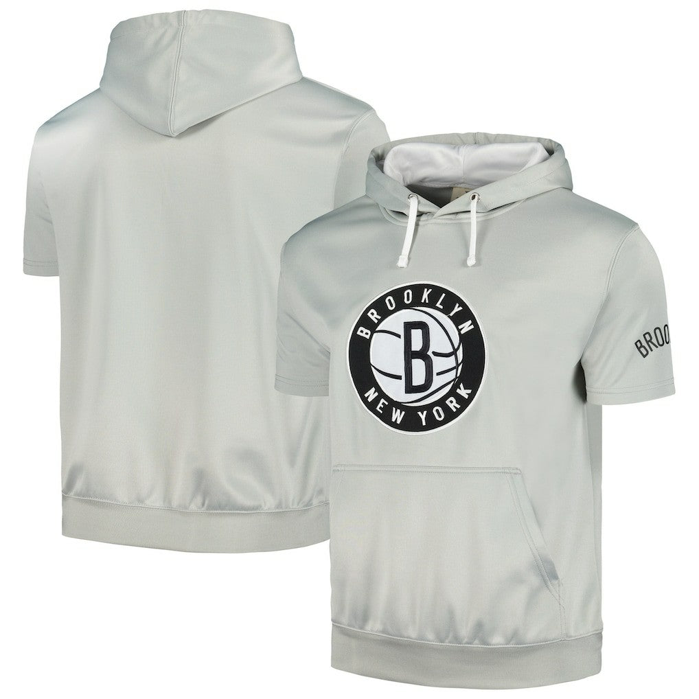 Brooklyn Nets Short Sleeve Pullover Hoodie Silver/White | Fanatics US