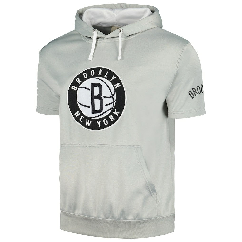 Brooklyn Nets Short Sleeve Pullover Hoodie Silver/White | Fanatics US