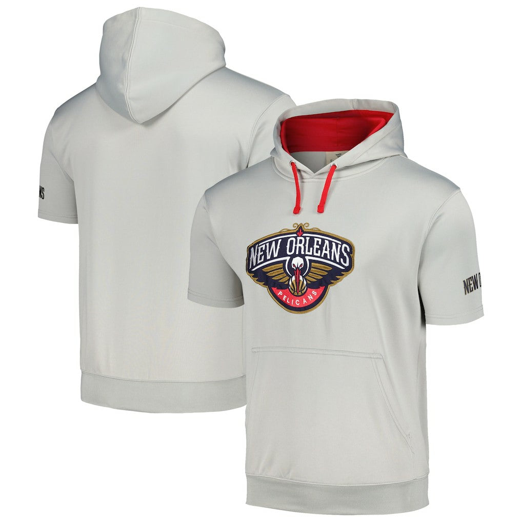 New Orleans Pelicans Short Sleeve Pullover Hoodie Silver/Red | Fanatics for sale