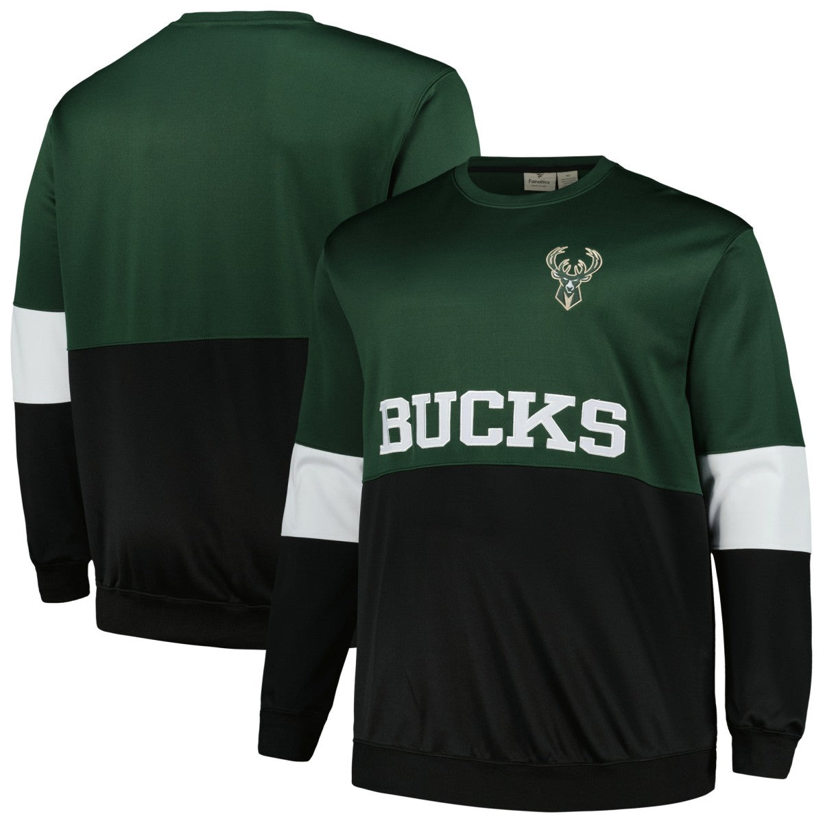 Milwaukee Bucks Big & Tall Split Pullover Sweatshirt Hunter Green/Black | Fanatics