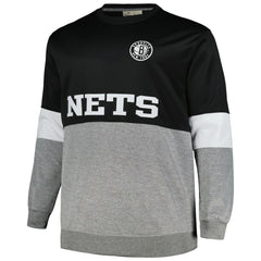 Brooklyn Nets Big & Tall Split Pullover Sweatshirt Black/Heather Gray | Fanatics