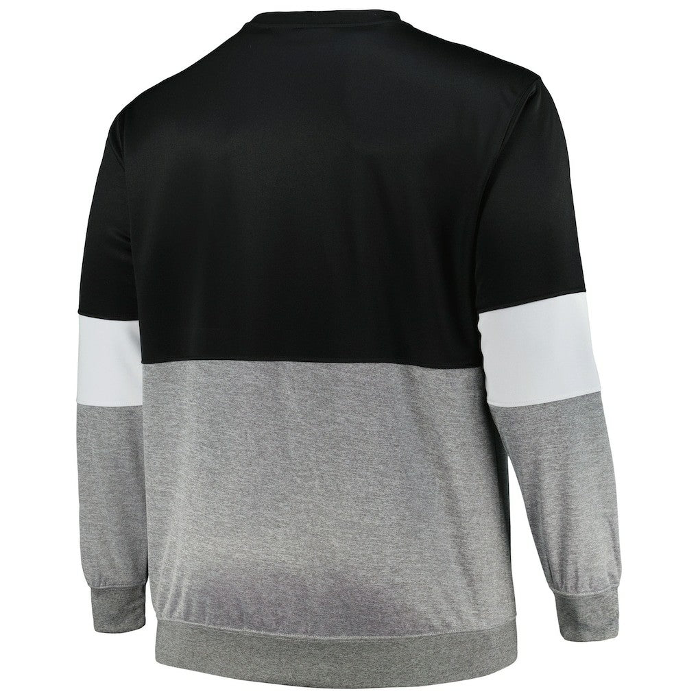 Brooklyn Nets Big & Tall Split Pullover Sweatshirt Black/Heather Gray | Fanatics