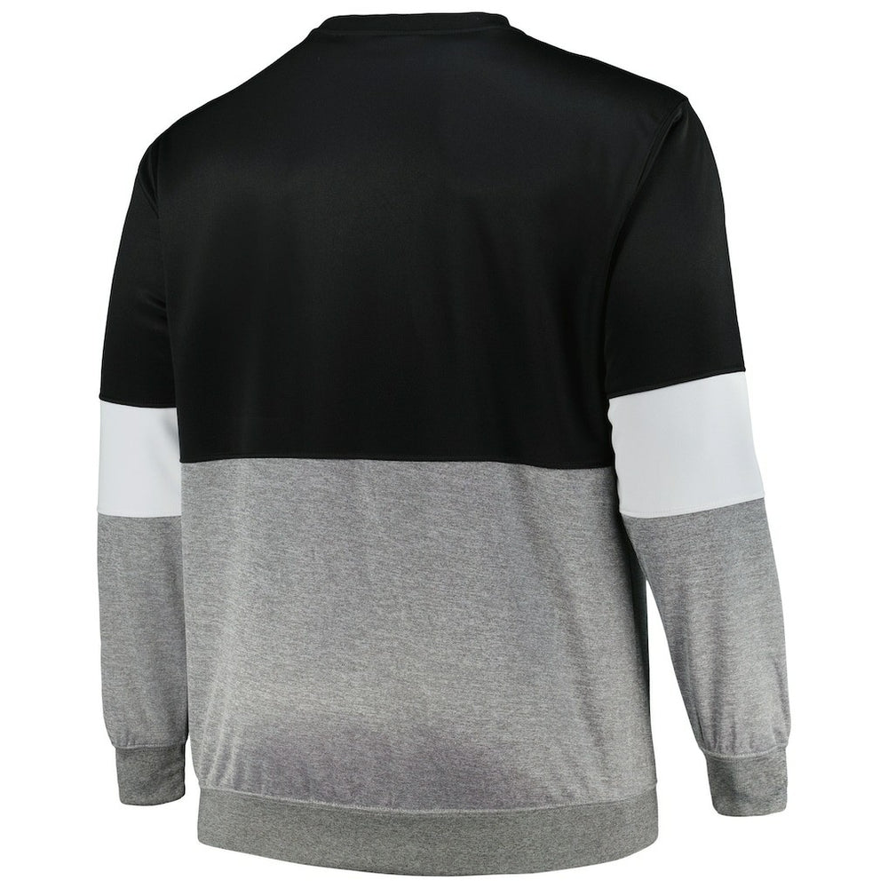 Brooklyn Nets Big & Tall Split Pullover Sweatshirt Black/Heather Gray | Fanatics
