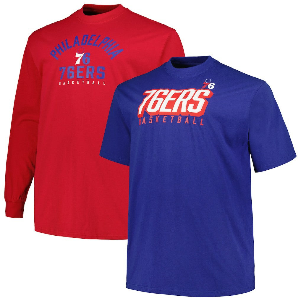 Philadelphia 76ers Big & Tall Short Sleeve & Long Sleeve T-Shirt Set Royal/Red | Fanatics discount