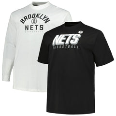 Brooklyn Nets Big & Tall Short Sleeve & Long Sleeve T-Shirt Set Black/White | Fanatics for sale